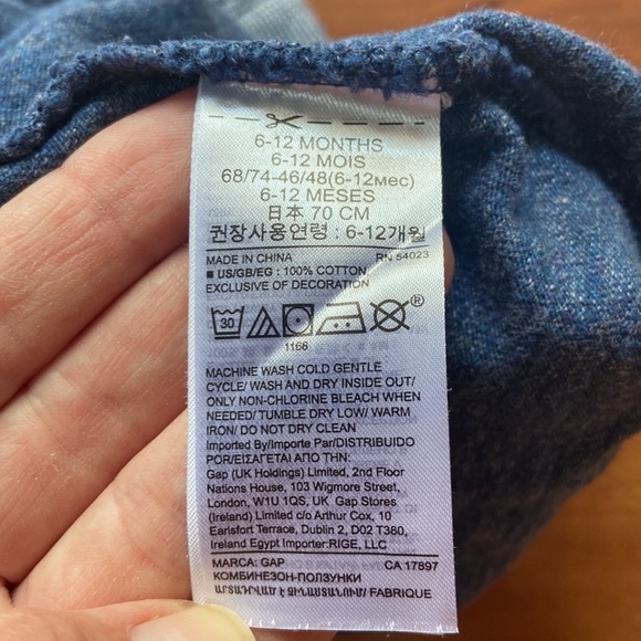 Baby GAP 6-12M Blue Heather Long sleeve 100% Cotton Sweatshirt Romper - Picture 6 of 11